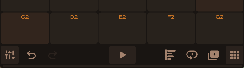 Pooly footer bar with transport and editing controls.