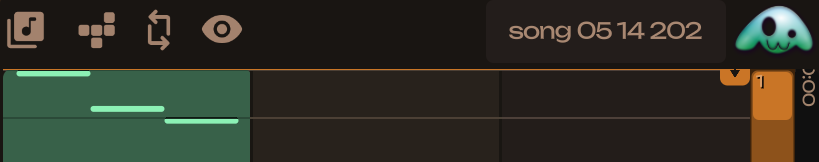 Pooly header bar with back button, view title, and song avatar.